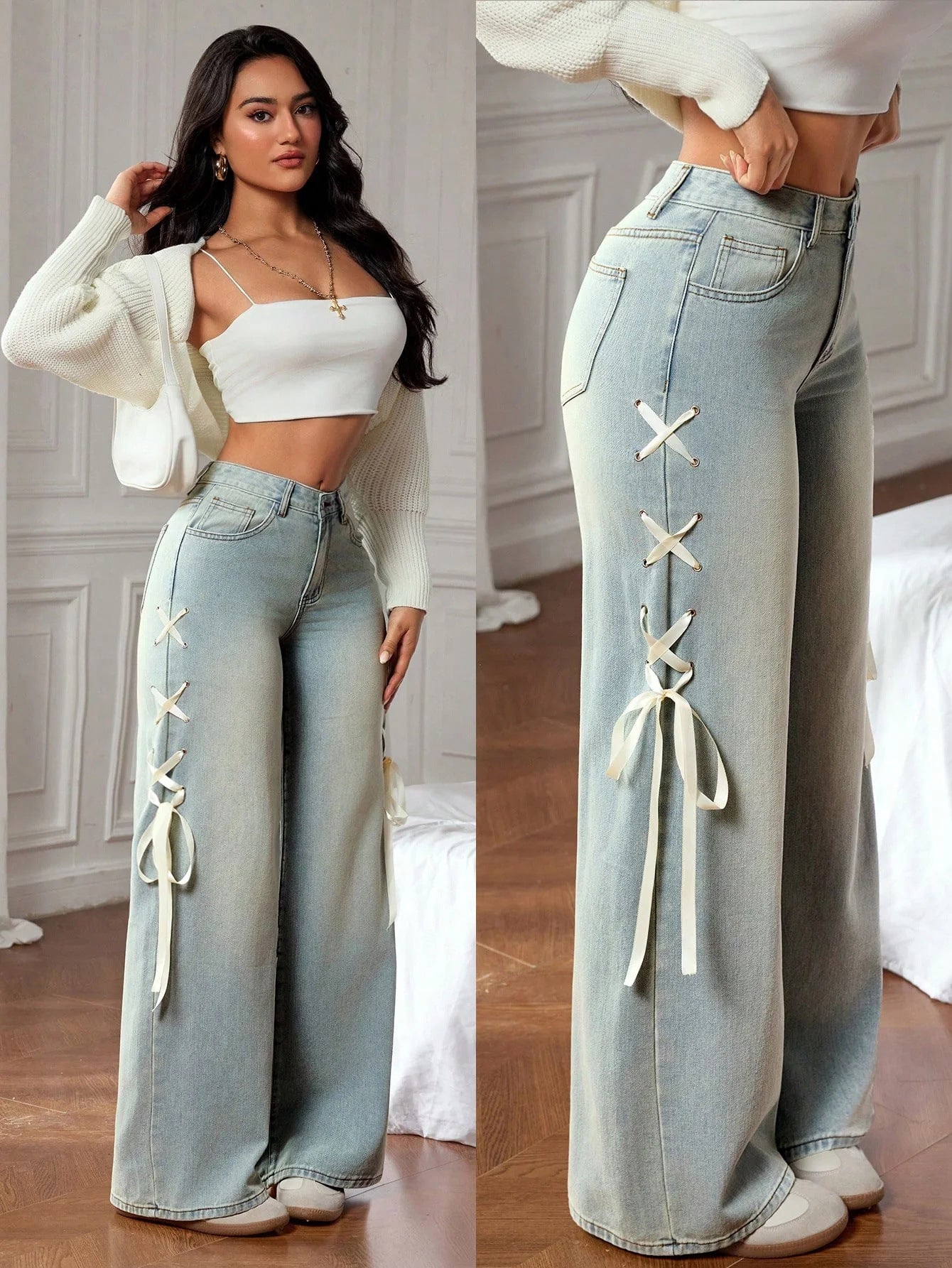 Aurélia Lace Wide-Leg Jeans